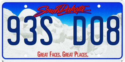 SD license plate 93SD08