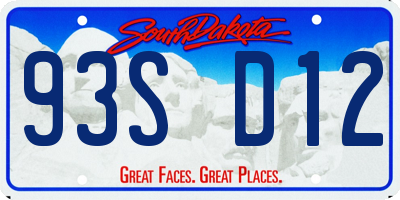 SD license plate 93SD12