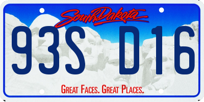 SD license plate 93SD16