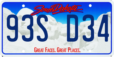 SD license plate 93SD34