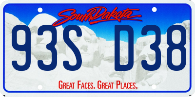 SD license plate 93SD38