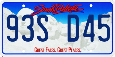 SD license plate 93SD45