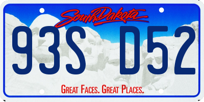 SD license plate 93SD52