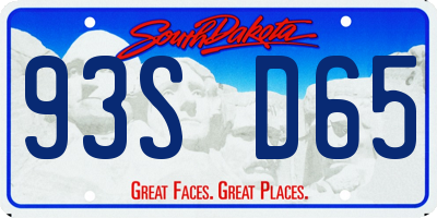 SD license plate 93SD65
