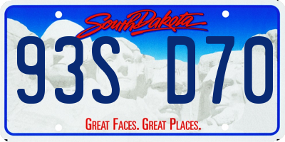 SD license plate 93SD70