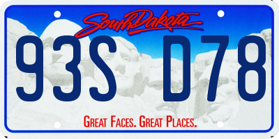 SD license plate 93SD78