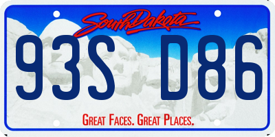 SD license plate 93SD86