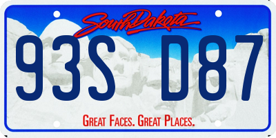 SD license plate 93SD87