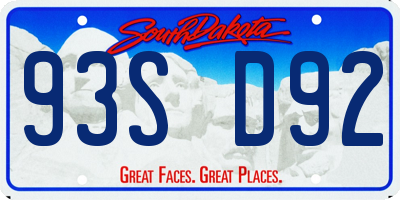 SD license plate 93SD92