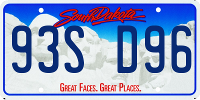 SD license plate 93SD96
