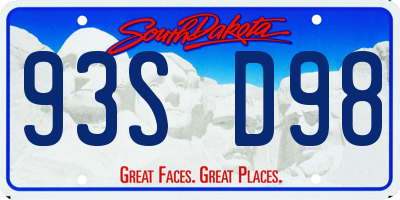 SD license plate 93SD98