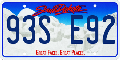 SD license plate 93SE92