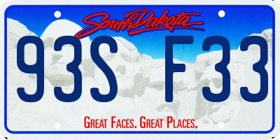SD license plate 93SF33