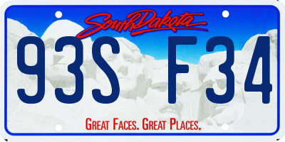 SD license plate 93SF34