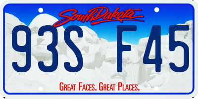 SD license plate 93SF45