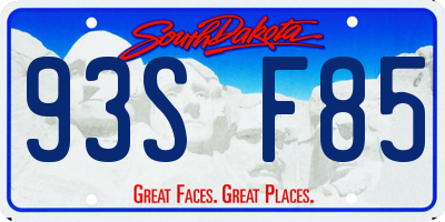 SD license plate 93SF85