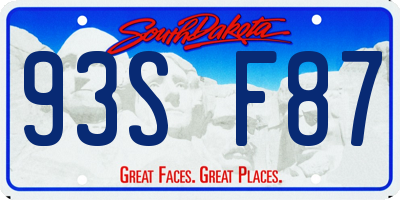 SD license plate 93SF87