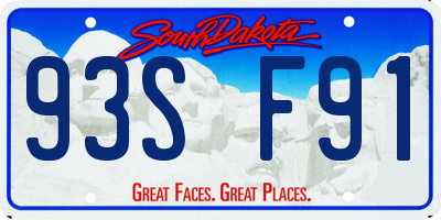 SD license plate 93SF91