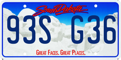SD license plate 93SG36