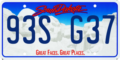 SD license plate 93SG37