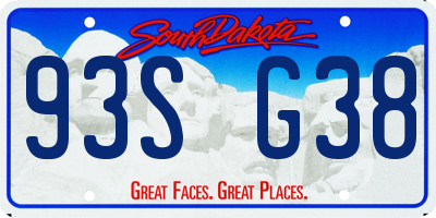 SD license plate 93SG38