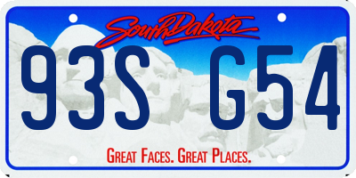 SD license plate 93SG54