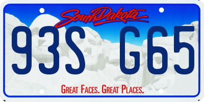 SD license plate 93SG65