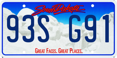 SD license plate 93SG91