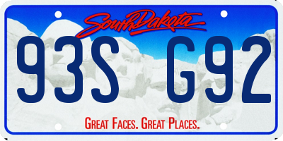 SD license plate 93SG92
