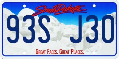 SD license plate 93SJ30