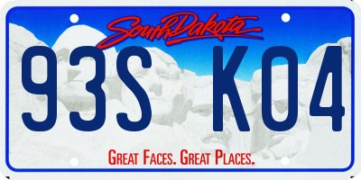 SD license plate 93SK04
