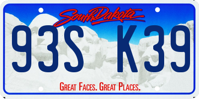 SD license plate 93SK39