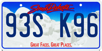 SD license plate 93SK96