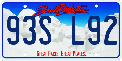 SD license plate 93SL92