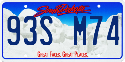 SD license plate 93SM74