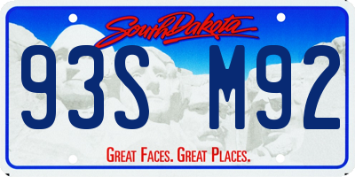 SD license plate 93SM92