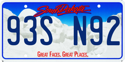 SD license plate 93SN92