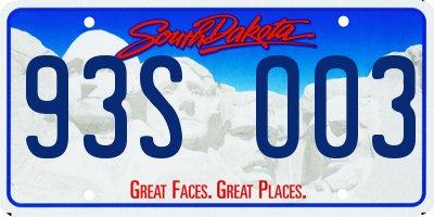 SD license plate 93SO03