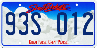 SD license plate 93SO12