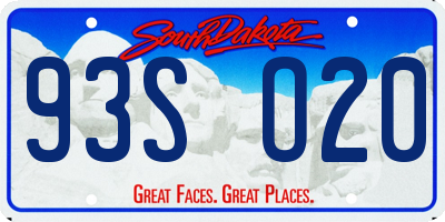 SD license plate 93SO20