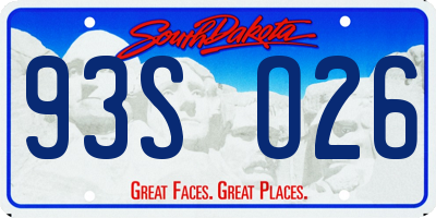 SD license plate 93SO26