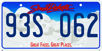SD license plate 93SO62