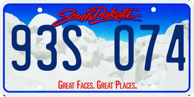 SD license plate 93SO74