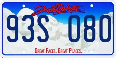 SD license plate 93SO80