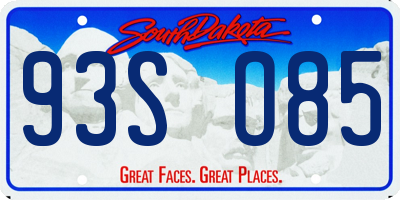 SD license plate 93SO85