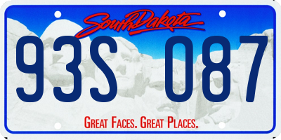 SD license plate 93SO87