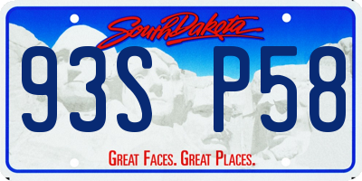 SD license plate 93SP58
