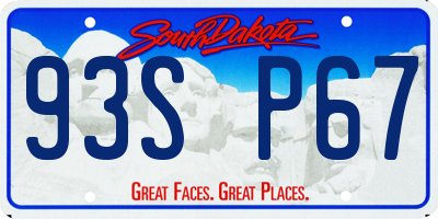 SD license plate 93SP67