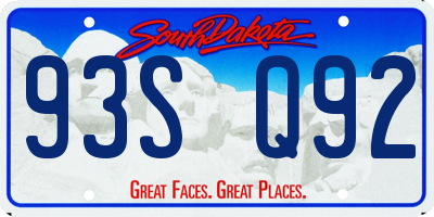 SD license plate 93SQ92