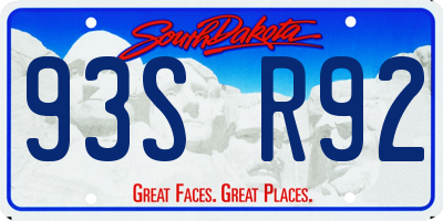 SD license plate 93SR92